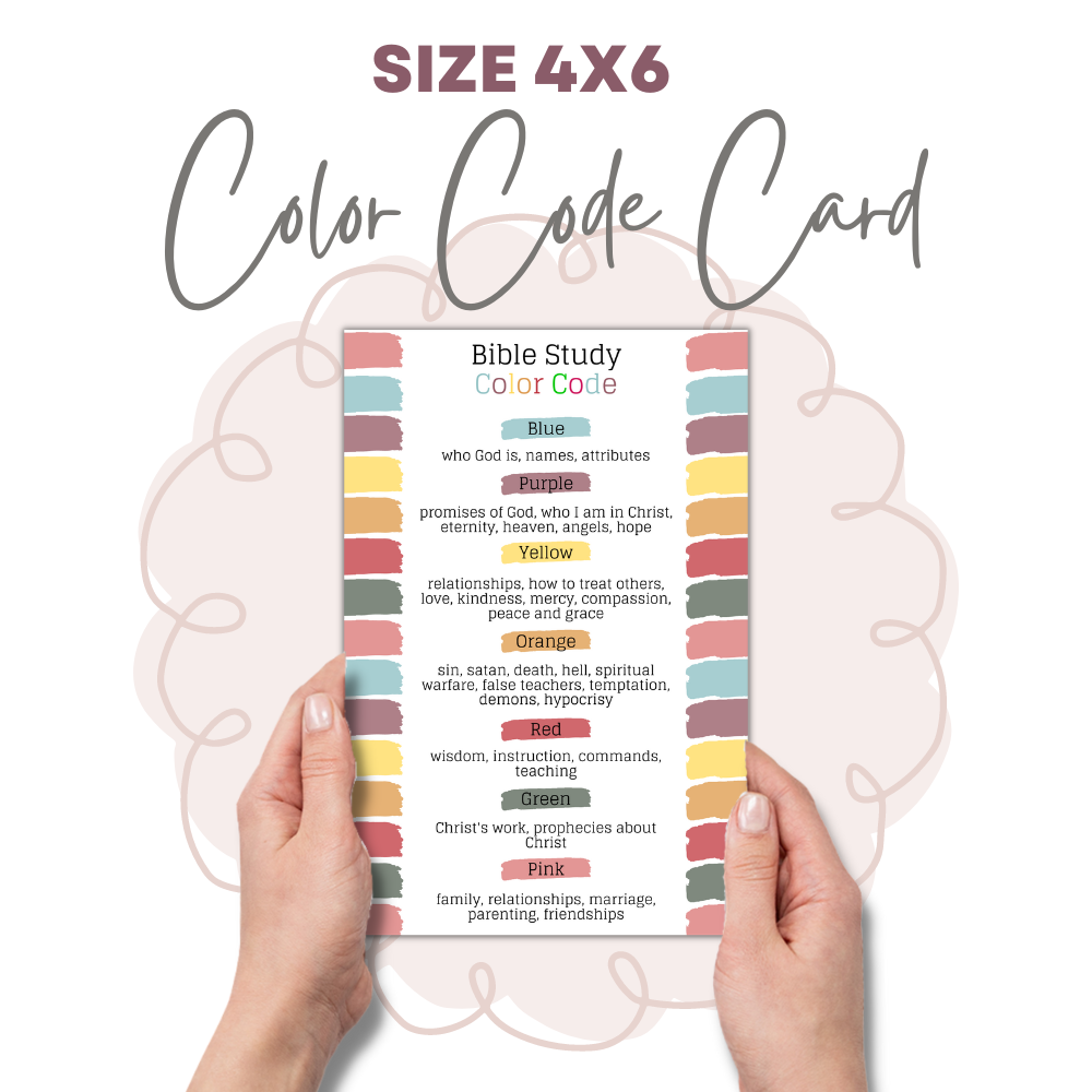 Printable Bible Study Color Code & Bible Study Color Code Bookmark *Digital Download*