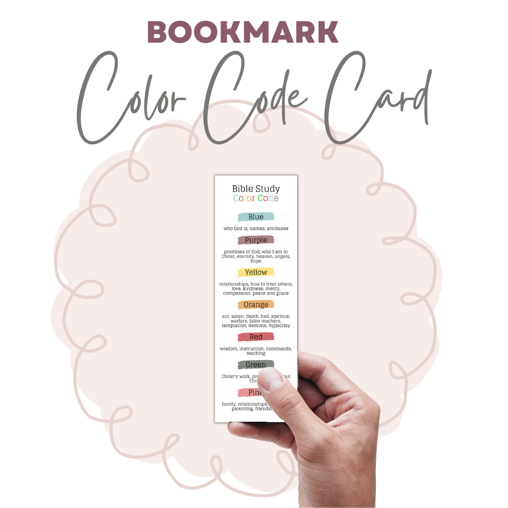 Printable Bible Study Color Code & Bible Study Color Code Bookmark *Digital Download*