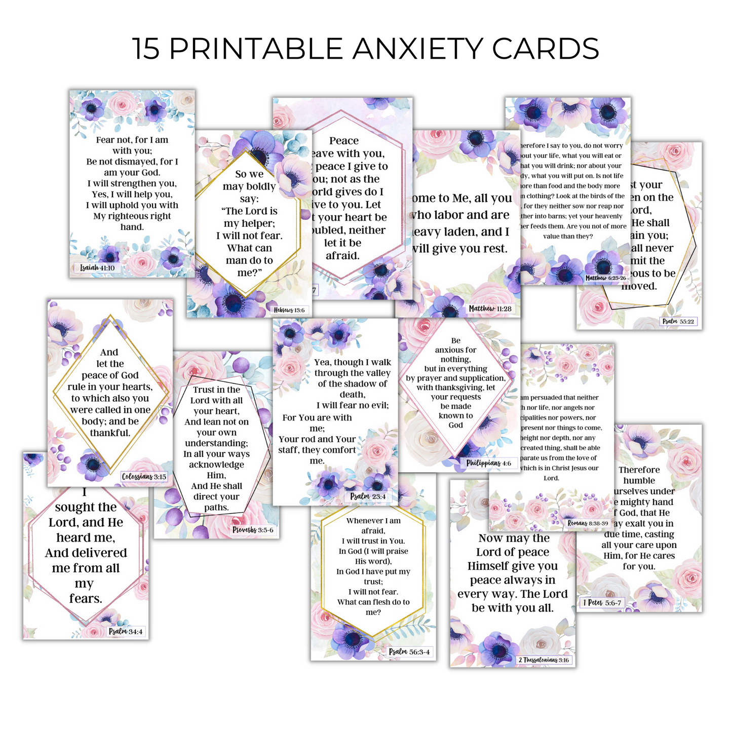 15 Printable Anxiety Scripture Cards *Digital Download*