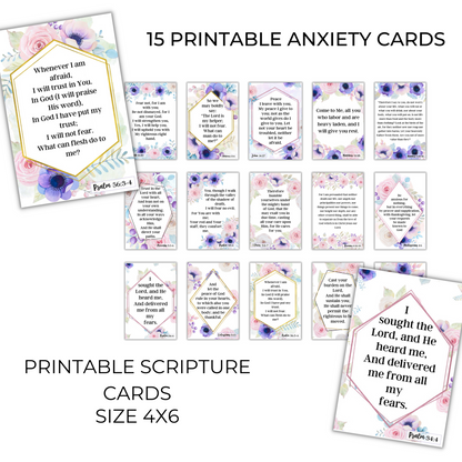 15 Printable Anxiety Scripture Cards *Digital Download*