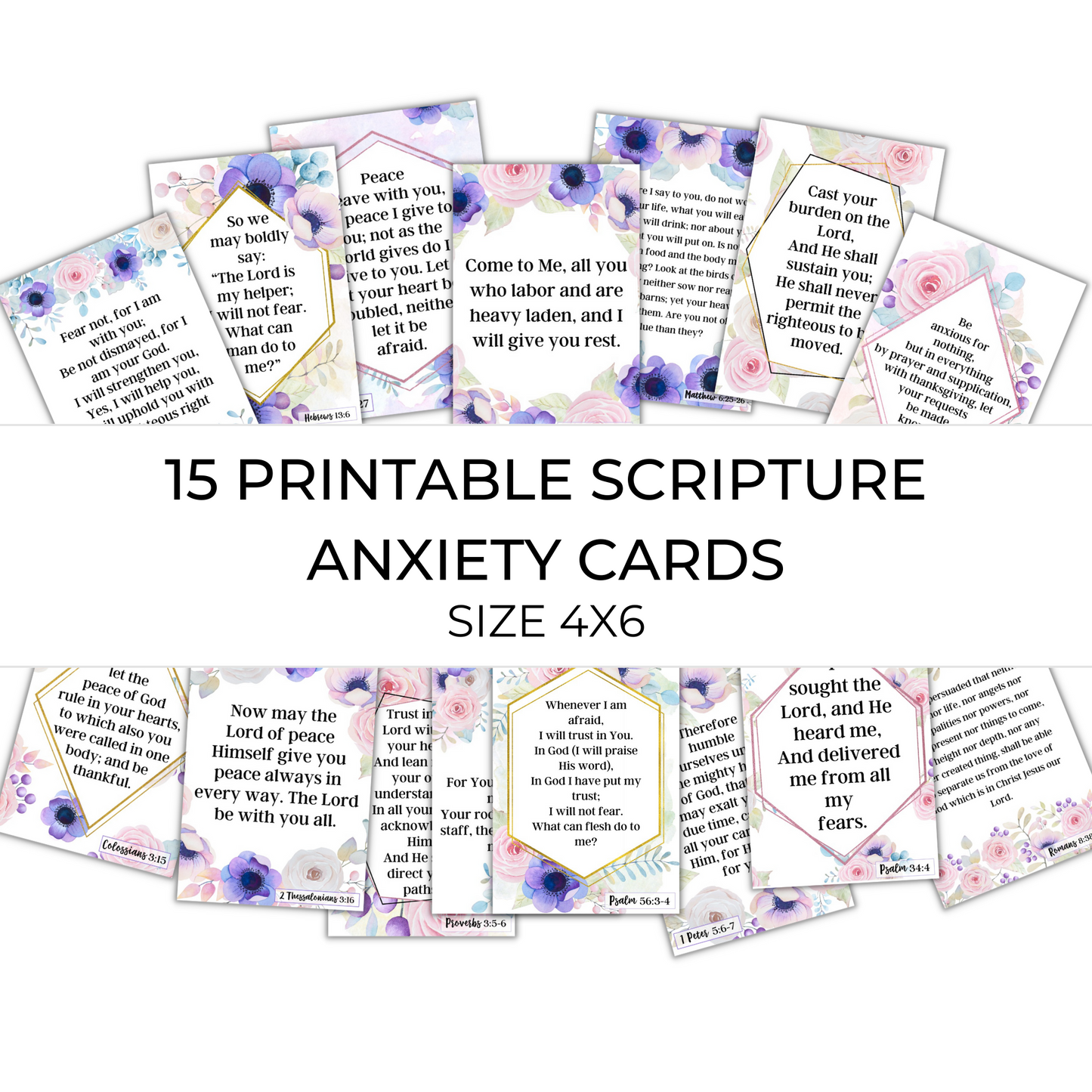 15 Printable Anxiety Scripture Cards *Digital Download*