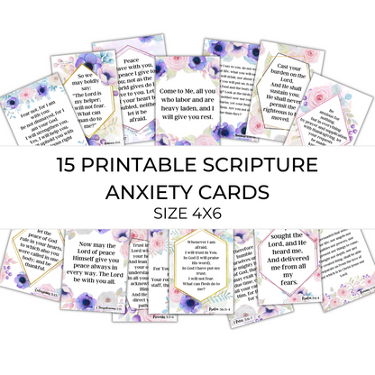 15 Printable Anxiety Scripture Cards *Digital Download*