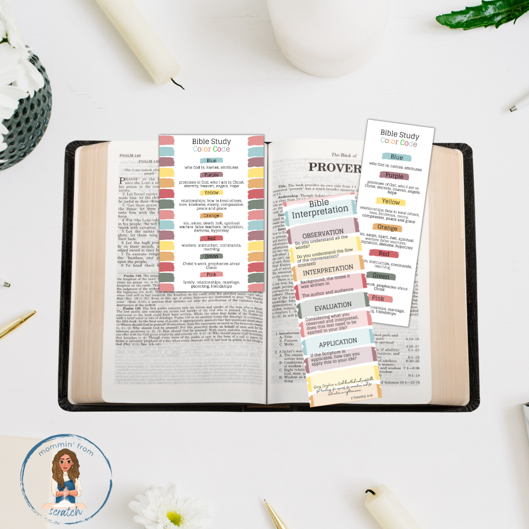 Printable Bible Study Color Code & Bible Study Color Code Bookmark *Digital Download*